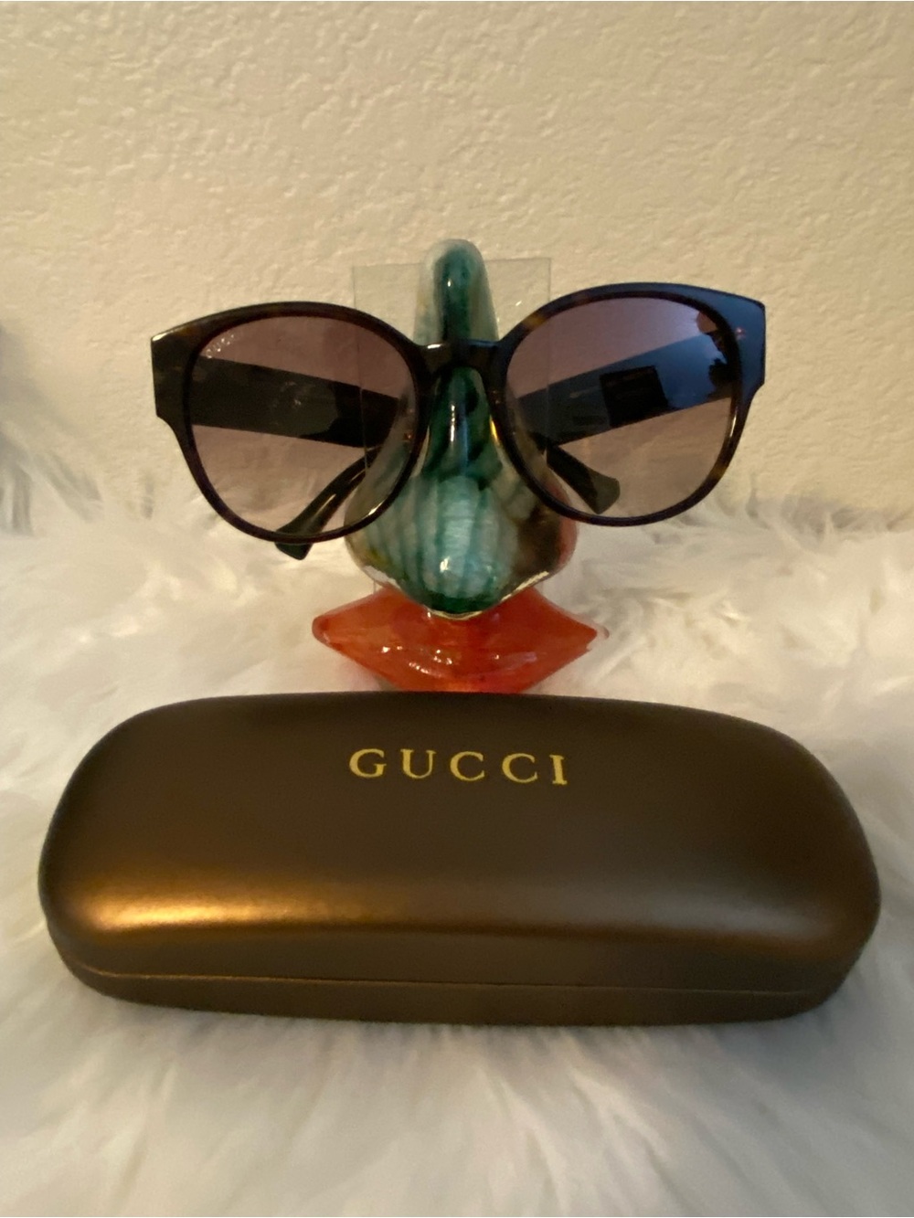 Gucci Black Frame Sunglasses with Gray Gradient Lenses